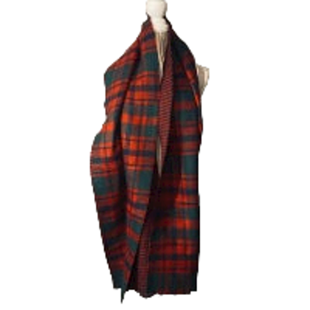 Charter Club Green & Red Fringe Trim Plaid Reversible Blanket Scarf Women Sz OS